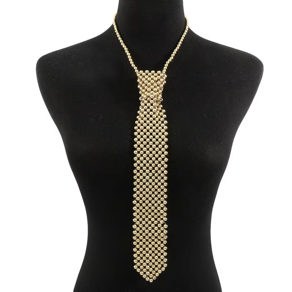 Statement Beaded Tie Neckacle