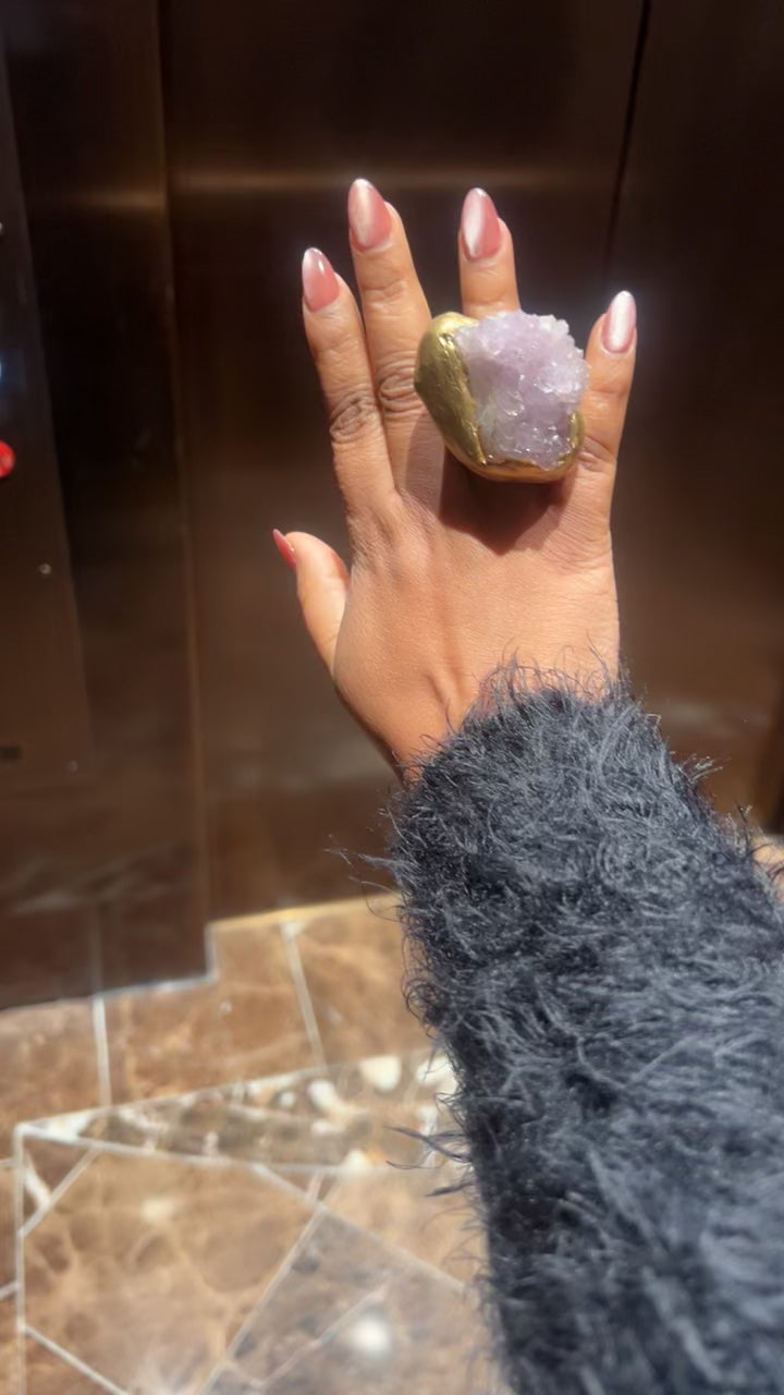 Natural Amethyst Custers Rings